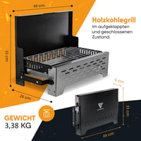 SCHNEIDERFREUDE összecsukható kempinggrill táskával, faszenes asztali BBQ - 49x26x33 cm 4