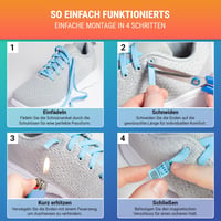 Prémiové elastické šnúrky do topánok Schnürfuchs bez zaväzovania – s magnetickým kovovým uzáverom, biele, rýchloupínacie gumené šnúrky pre deti, seniorov aj dospelých 6