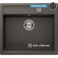 Schock Nemo N-100 granitni kuhinjski sudoper 57x51 cm, asfalt, Cristalite, za ormarić od 60 cm, s ekscentričnim odljevom 1