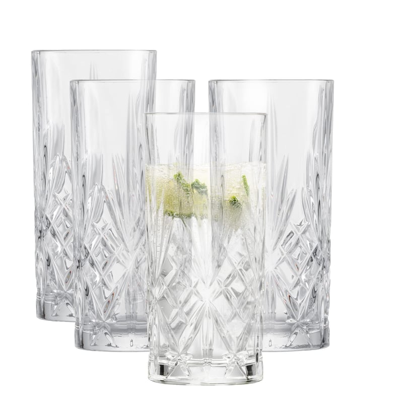 Schott Zwiesel Show Longdrink Pohár Szett (4 db) - Relieffdíszes Kristályüveg, Mosogatógépben Mosható, Átlátszó