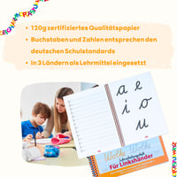 Schreibathlet Schreibpilot písanka s reliéfnymi písmenami pre ľavákov na nácvik písaného písma, pre začiatočníkov v škole, odporúčaná pedagógmi 6