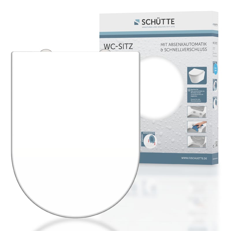 Schütte 82910 Duroplast WC daska, D-oblik, bijela, sa sustavom mekog zatvaranja i brzim otpuštanjem, nosivost do 175 kg