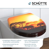 Capac WC Schütte Africa din Duroplast cu închidere lentă și sistem de eliberare rapidă, capacitate de susținere 175 kg, capac cu model 2