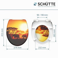 Capac WC Schütte Africa din Duroplast cu închidere lentă și sistem de eliberare rapidă, capacitate de susținere 175 kg, capac cu model 7