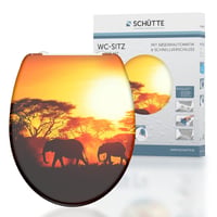 Capac WC Schütte Africa din Duroplast cu închidere lentă și sistem de eliberare rapidă, capacitate de susținere 175 kg, capac cu model 1