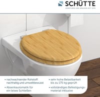 WC doska Schütte BAMBOO so sklápaním, vyrobená z bambusu, udržateľné WC sedadlo, nosnosť 175 kg 3