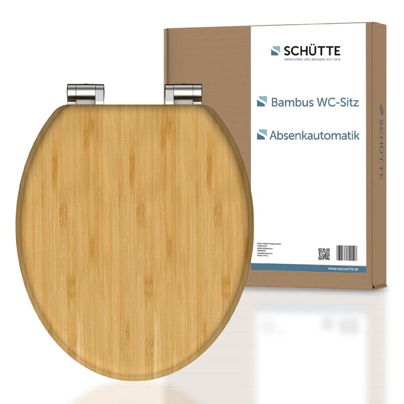 WC doska Schütte BAMBOO so sklápaním, vyrobená z bambusu, udržateľné WC sedadlo, nosnosť 175 kg