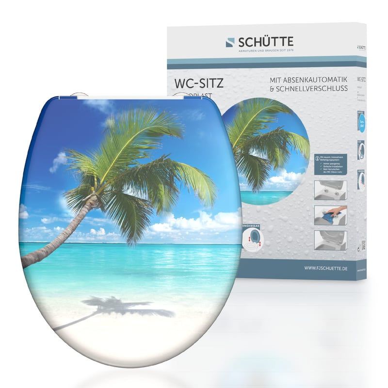 Schütte Caribbean Duroplast WC-ülőke lassú záródással - strand mintás