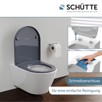 Schütte D-Shape WC-ülőke Soft-Close Mechanizmussal, Antracit-Szürke Szín, Lassan Záródó Lecsapódásgátlóval 6