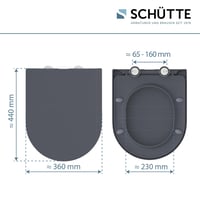 Schütte D-Shape WC-ülőke Soft-Close Mechanizmussal, Antracit-Szürke Szín, Lassan Záródó Lecsapódásgátlóval 2
