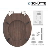 Colac WC Schütte DARKWOOD cu mecanism de închidere lentă, capac din MDF cu design imprimat, capacitate de susținere 175 kg, aspect de lemn, 43,5x37,5 cm 6