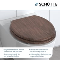 Colac WC Schütte DARKWOOD cu mecanism de închidere lentă, capac din MDF cu design imprimat, capacitate de susținere 175 kg, aspect de lemn, 43,5x37,5 cm 2