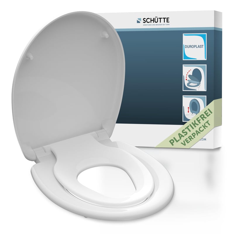 WC sedadlo Schütte FAMILY WHITE z duroplastu s funkciou pomalého sklápania, detským sedadlom a rýchloupínaním, biele, nosnosť do 175 kg