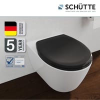 Schütte Oválne WC sedadlo s pomalým sklápaním, odnímateľné duroplastové veko, DIY montáž lepením, nosnosť 200 kg, 45,2x37,5 cm, čierne 3