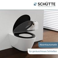 Schütte Oválne WC sedadlo s pomalým sklápaním, odnímateľné duroplastové veko, DIY montáž lepením, nosnosť 200 kg, 45,2x37,5 cm, čierne 4
