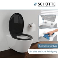 Schütte Oválne WC sedadlo s pomalým sklápaním, odnímateľné duroplastové veko, DIY montáž lepením, nosnosť 200 kg, 45,2x37,5 cm, čierne 6