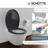Capac WC oval Schütte cu funcție Soft-Close, Antracit, capac din Duroplast detașabil, montaj cu pad adeziv DIY, capacitate portantă 200 kg 7
