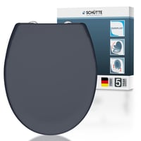 Capac WC oval Schütte cu funcție Soft-Close, Antracit, capac din Duroplast detașabil, montaj cu pad adeziv DIY, capacitate portantă 200 kg 1