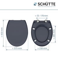 Capac WC oval Schütte cu funcție Soft-Close, Antracit, capac din Duroplast detașabil, montaj cu pad adeziv DIY, capacitate portantă 200 kg 2