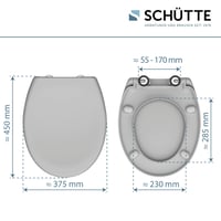 Oválne WC sedadlo Schütte s mechanizmom Soft-Close, odnímateľným duroplastovým vekom, upevnením pomocou lepidla (DIY), nosnosťou 200 kg, 45,2x37,5 cm 2