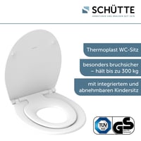 Schütte Prémium WC-ülőke Integrált Gyermekülőkével, Lecsapódásgátlóval, 300 kg Teherbírással, Levehető Gyermekbetéttel, Fehér 6
