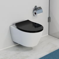 WC sedadlo Schütte SLIM BLACK 82710 z duroplastu, s pomalým sklápaním, odnímateľné, čierne, vhodné na väčšinu toaletných mís 7