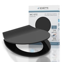 WC sedadlo Schütte SLIM BLACK 82710 z duroplastu, s pomalým sklápaním, odnímateľné, čierne, vhodné na väčšinu toaletných mís 1