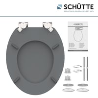 WC doska Schütte Spirit Grey s pomalým sklápaním, drevené jadro, sivá, nosnosť 150 kg, WC sedadlo s pozvoľným zatváraním 6