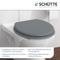 WC doska Schütte Spirit Grey s pomalým sklápaním, drevené jadro, sivá, nosnosť 150 kg, WC sedadlo s pozvoľným zatváraním 4