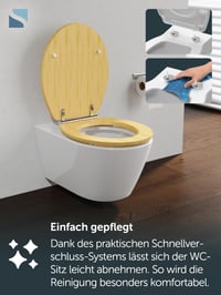 Capac de WC din bambus Schütte cu mecanism de închidere lentă și sistem de eliberare rapidă, capac detașabil, montare ușoară 6