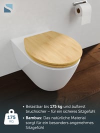 Capac de WC din bambus Schütte cu mecanism de închidere lentă și sistem de eliberare rapidă, capac detașabil, montare ușoară 5