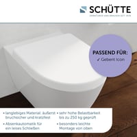 Schütte WC-ülőke Geberit Icon-hoz, lágyan záródó, levehető Duroplast fedél, 250 kg teherbírás, fehér 7