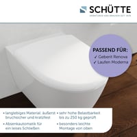 Capac WC Schütte compatibil cu Geberit Renova și Laufen Moderna, cu închidere lentă, detașabil, din duroplast incasabil, capacitate portantă 250 kg, alb 7