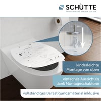 Capac WC Schütte cu închidere lentă, din material Duroplast incasabil, capacitate de susținere de 200 kg, alb, montaj DIY cu șablon 5