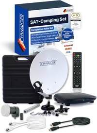 SCHWAIGER 9604 Camping Műholdas Rendszer Komplett Szett Vevővel és 10m Kábellel - small receiver 1