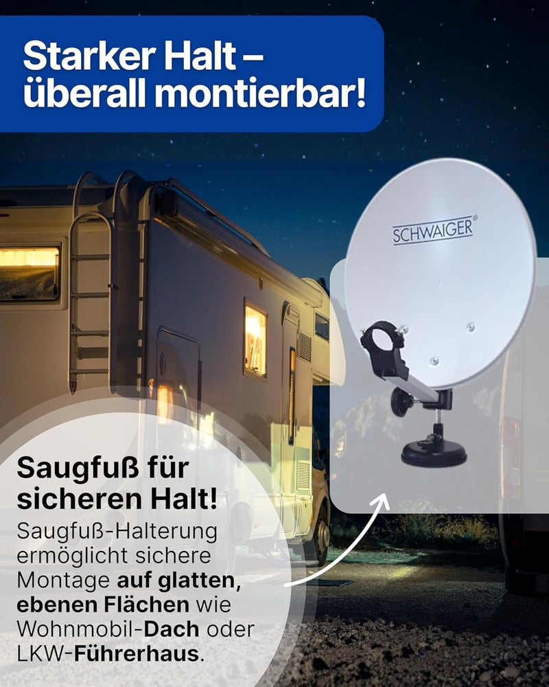 SCHWAIGER 9604 Camping Műholdas Rendszer Komplett Szett Vevővel és 10m Kábellel - small receiver