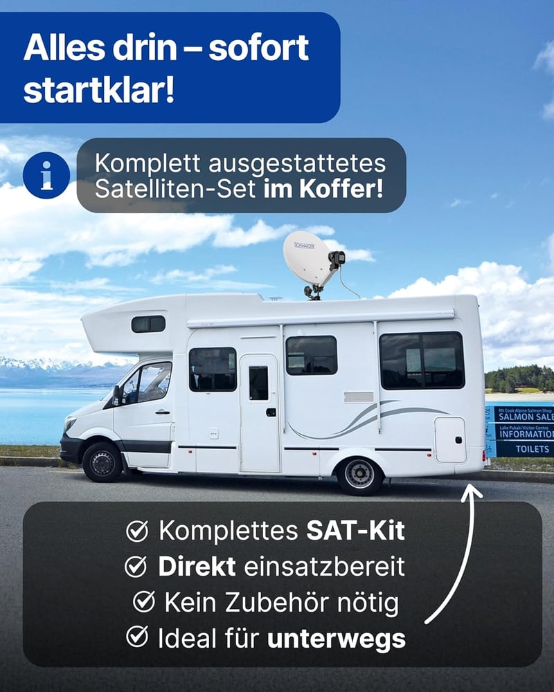 SCHWAIGER 9604 Camping Műholdas Rendszer Komplett Szett Vevővel és 10m Kábellel - small receiver