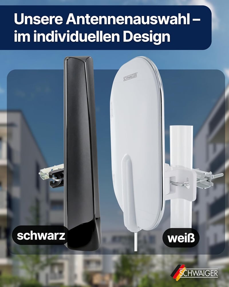 SCHWAIGER aktív kültéri antenna DVB-T2 DAB+ erősítővel, időjárásálló