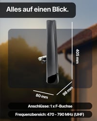 SCHWAIGER aktív kültéri antenna DVB-T2 DAB+ erősítővel, időjárásálló 8