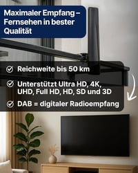 SCHWAIGER aktív kültéri antenna DVB-T2 DAB+ erősítővel, időjárásálló 2