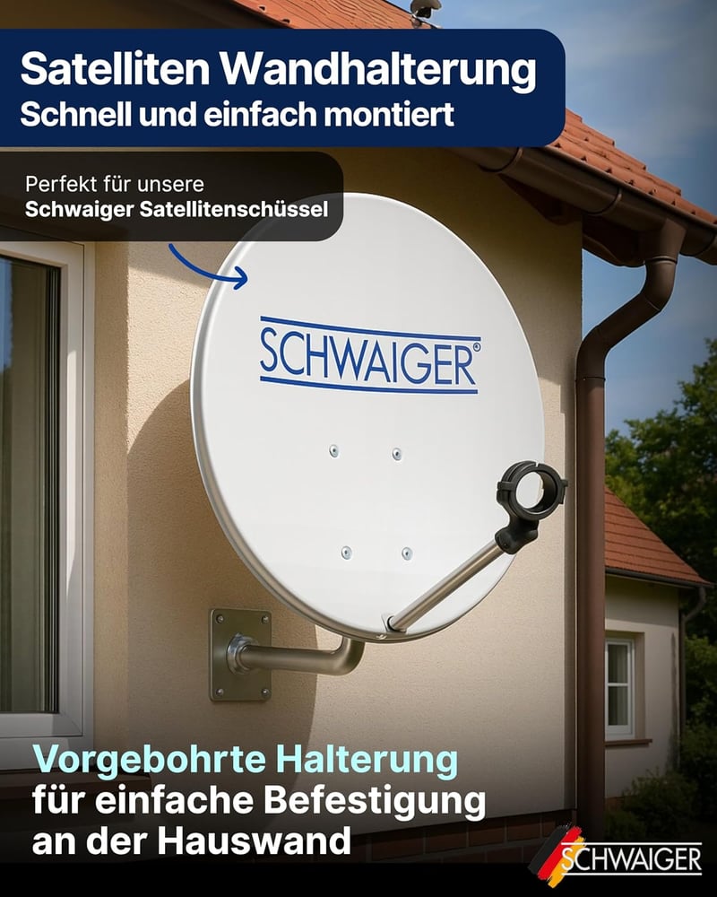 SCHWAIGER alumínium SAT fali tartó 45 cm műholdas antenna tartó WAH25A WAH35A WAH45A MAL30A
