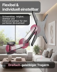 SCHWAIGER Full Motion TV fali tartó 23-55 hüvelyk, dönthető, forgatható, magasságállítható, kábelvezetővel, lapos TV-hez, szerelő készlettel 2