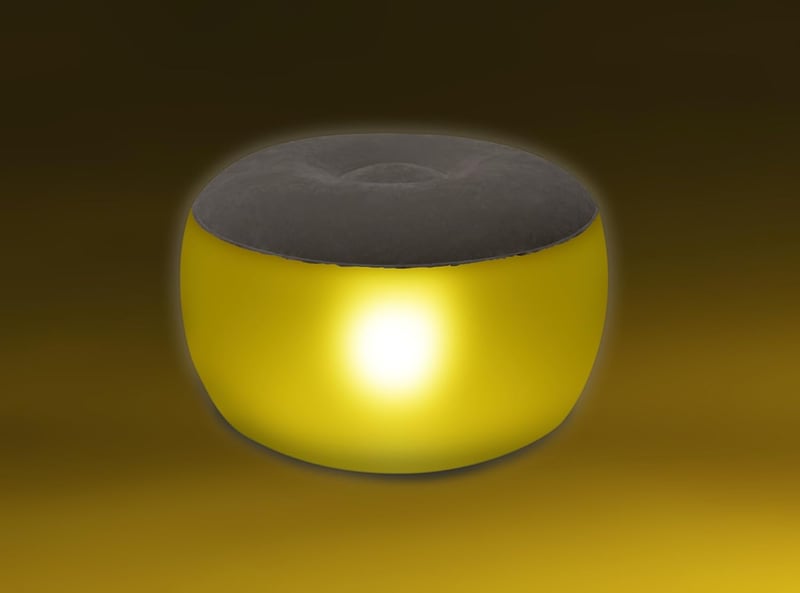 SCHWAIGER LED Világítású Felfújható Puff Lábtartó 55cm RGB Színes Fény Távirányítóval IP44 Kültéri Kerti Terasz Parti Ülőke 120kg