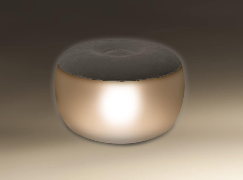 SCHWAIGER LED Világítású Felfújható Puff Lábtartó 55cm RGB Színes Fény Távirányítóval IP44 Kültéri Kerti Terasz Parti Ülőke 120kg