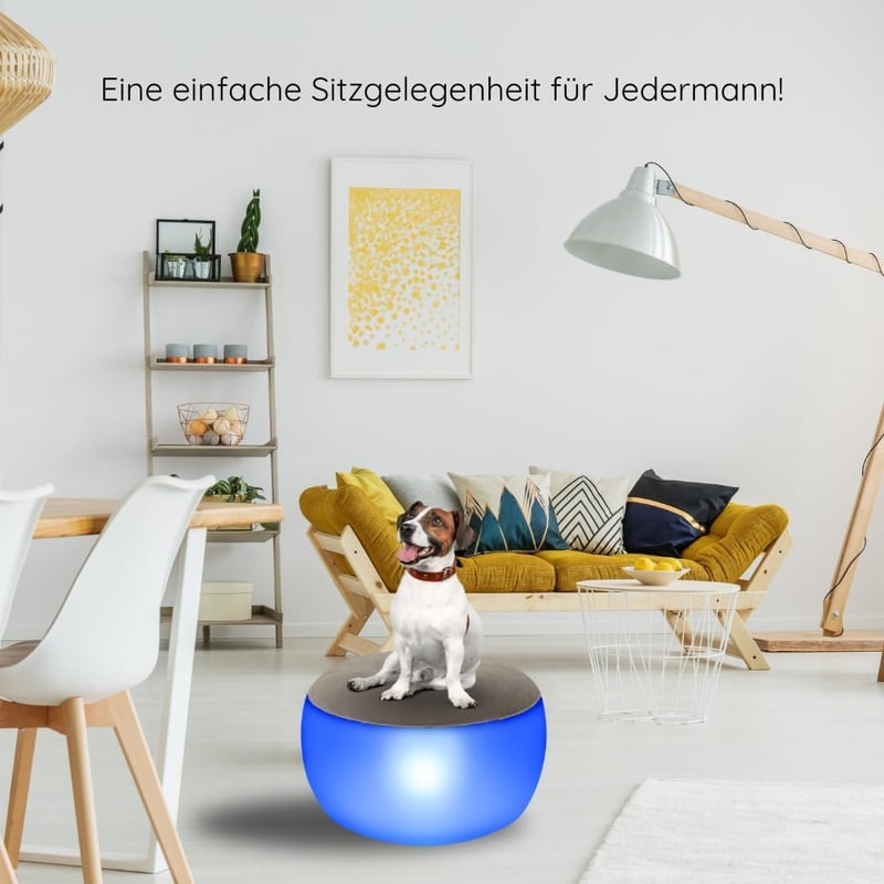 SCHWAIGER LED Világítású Felfújható Puff Lábtartó 55cm RGB Színes Fény Távirányítóval IP44 Kültéri Kerti Terasz Parti Ülőke 120kg