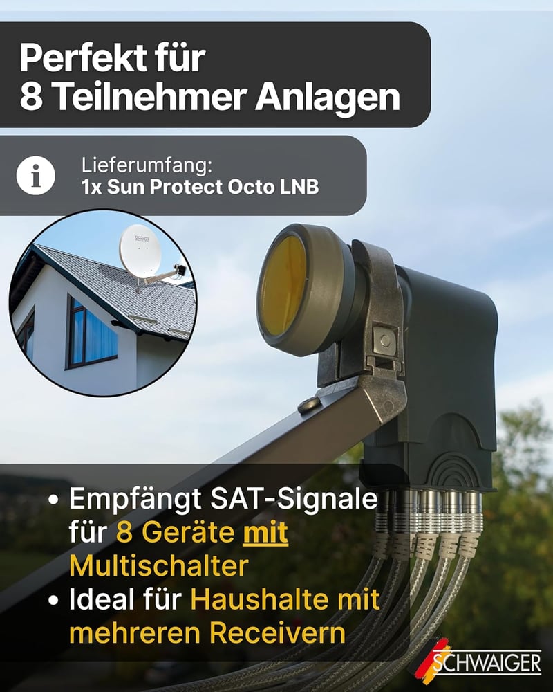 SCHWAIGER Monoblock Single LNB fehér műhold vevő fej