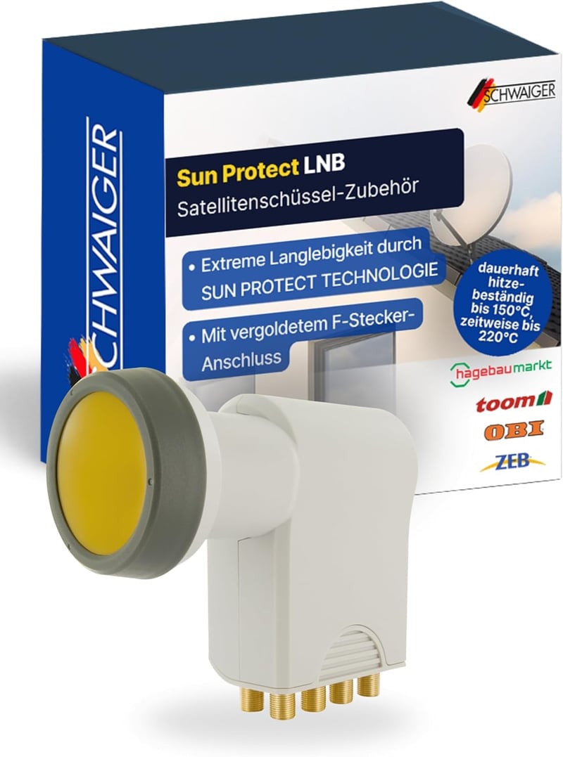 SCHWAIGER Monoblock Single LNB fehér műhold vevő fej