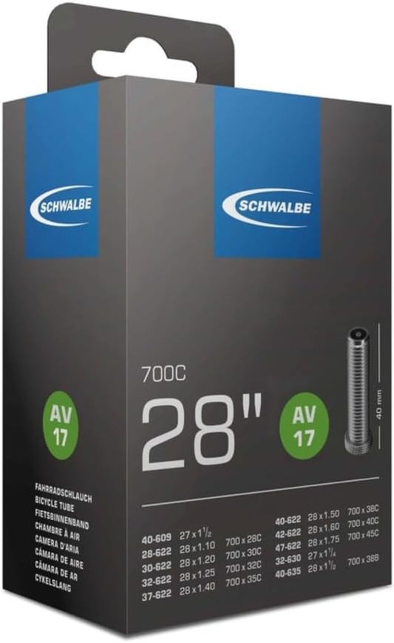 Schwalbe AV 17 Kerékpár Tömlő 28" 1 1/8-1.75 Ezüst