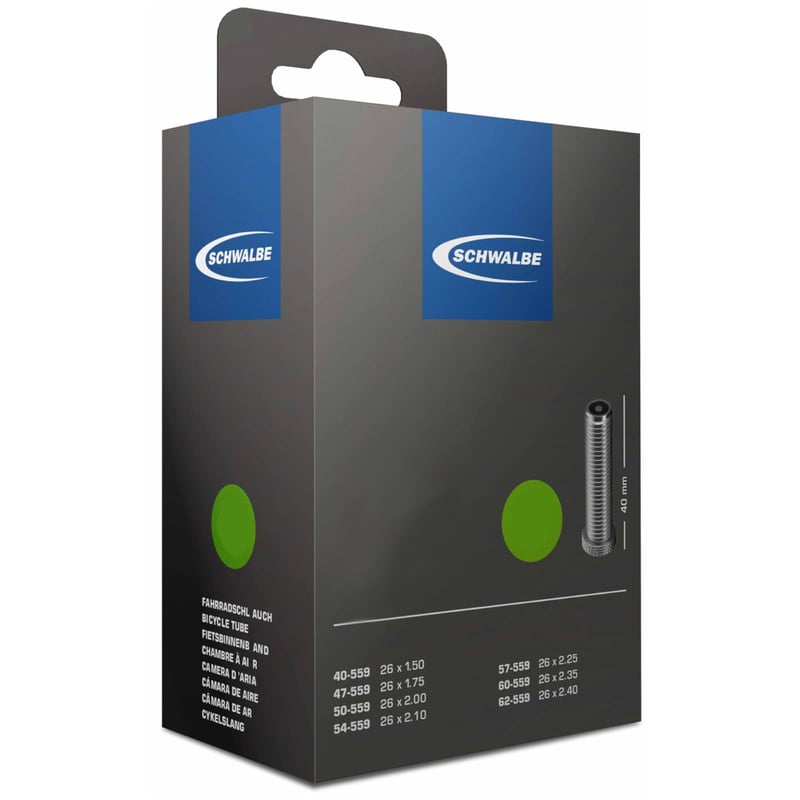 Cameră de aer bicicletă Schwalbe AV10, 24 inchi, 40/62-507, valvă Schrader 40 mm, negru