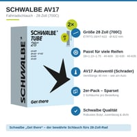 Duša Schwalbe AV17 28 x 1,2-1,75 (28/47-622) 28" s autoventilom, 2 ks 2
